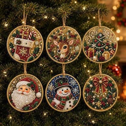6PCS DIY Christmas Ornaments, Pearl Diamond Art Kits for Adults, Holiday Craft Christmas Decor 686438 WFD