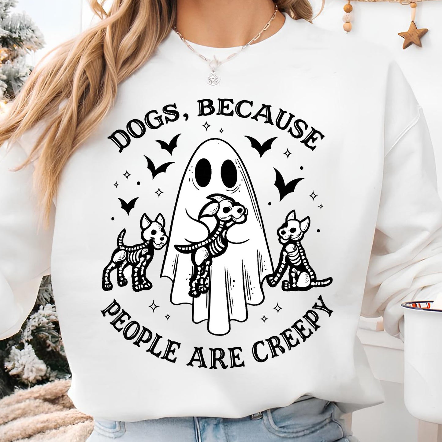 Dogs, Because People Are Creepy Shirt, Funny Ghost Dog Halloween Tee, Cute Spooky Fall Gift 685668