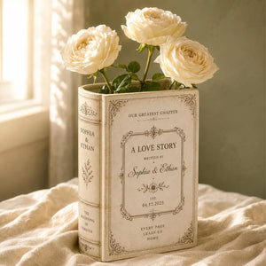 Personalized Ceramic Book Vase, Custom Wedding Book Vase, Engagement Gift, Bridal Shower Gift 685757 WFD