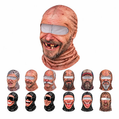 Funny Face Ski Mask, Realistic Old Man Printed Balaclava with Neck Coverage, Winter Cosplay Costume Gift 686489 WFD