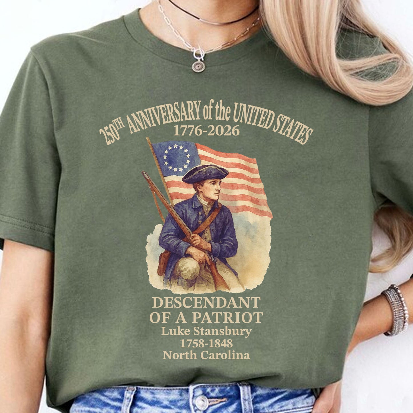 Custom Name 250 Years of America Shirt | Personalized Descendant of a Patriot | Patriotic 1776–2026 Tee 684228