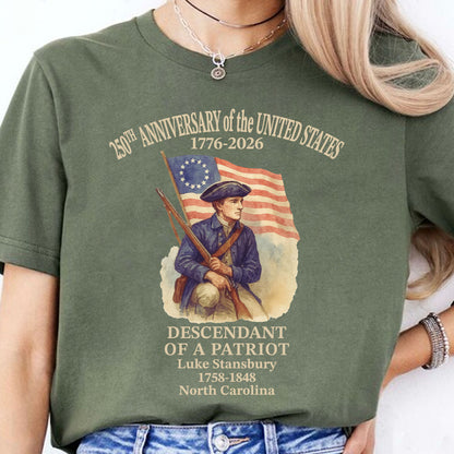 Custom Name 250 Years of America Shirt | Personalized Descendant of a Patriot | Patriotic 1776–2026 Tee 684228