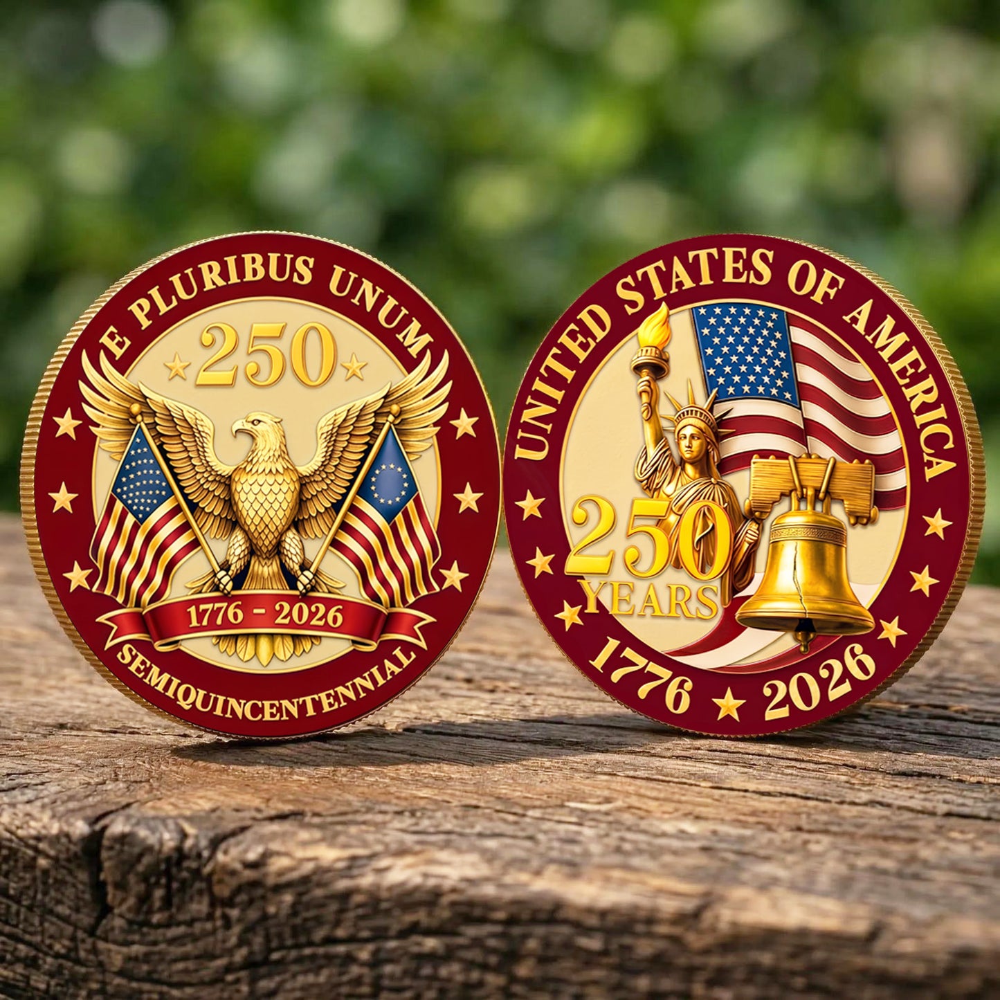 USA 250th Anniversary Commemorative Coin, Liberty Bell & Eagle Challenge Coin 685829