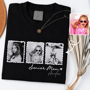 Personalized Vintage Photo Senior Mom Shirt, Custom Class of 2027 Picture Tee, Graduation Keepsake Gift 685681