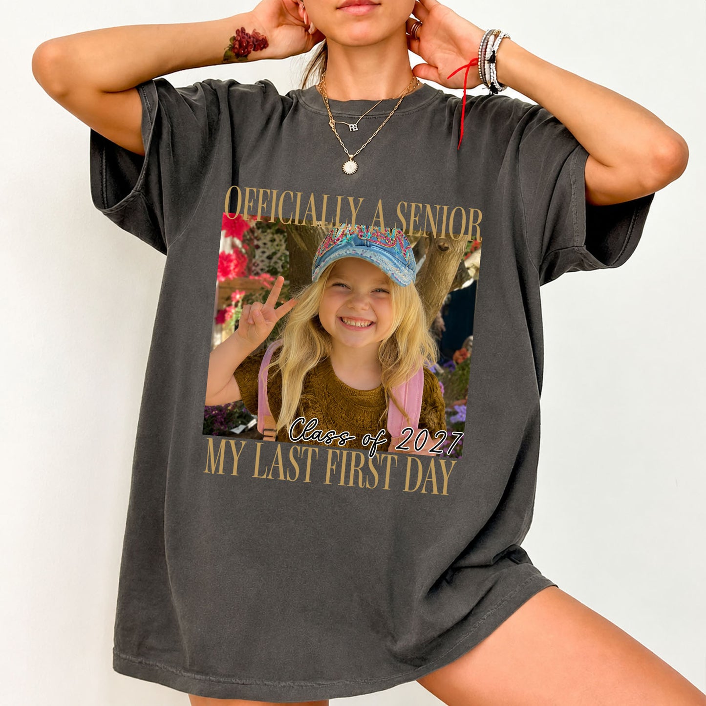 Custom Photo Senior 2027 Comfort Colors Shirt, Personalized Class of 2027 Last First Day Graduation Tee 685842