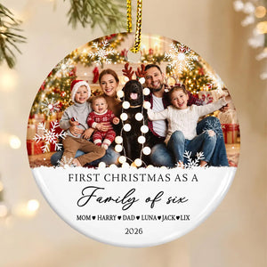 Personalized First Christmas Family Ceramic Ornament 2026, Custom Family Photo & Names Christmas Keepsake 686844 WFD