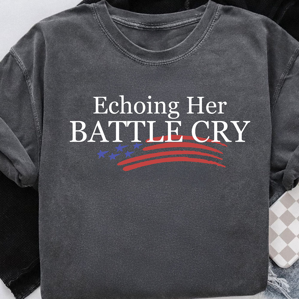 Echoing Her Battle Cry Charlie Kirk Comfort Colors Shirt, Erika Kirk Shirt 683068