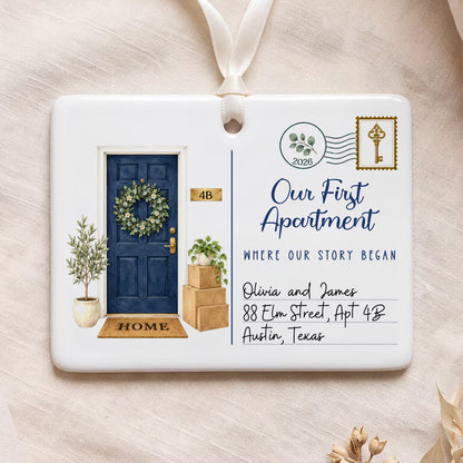 Personalized First Apartment Ceramic Ornament 2026, Custom Name & Address Christmas Housewarming Gift 686780 WFD