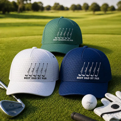 Best Dad By Par Hat, Personalized Golf Cap, Custom Kids Names Golf Gift For Dad, Father's Day Gift 685127