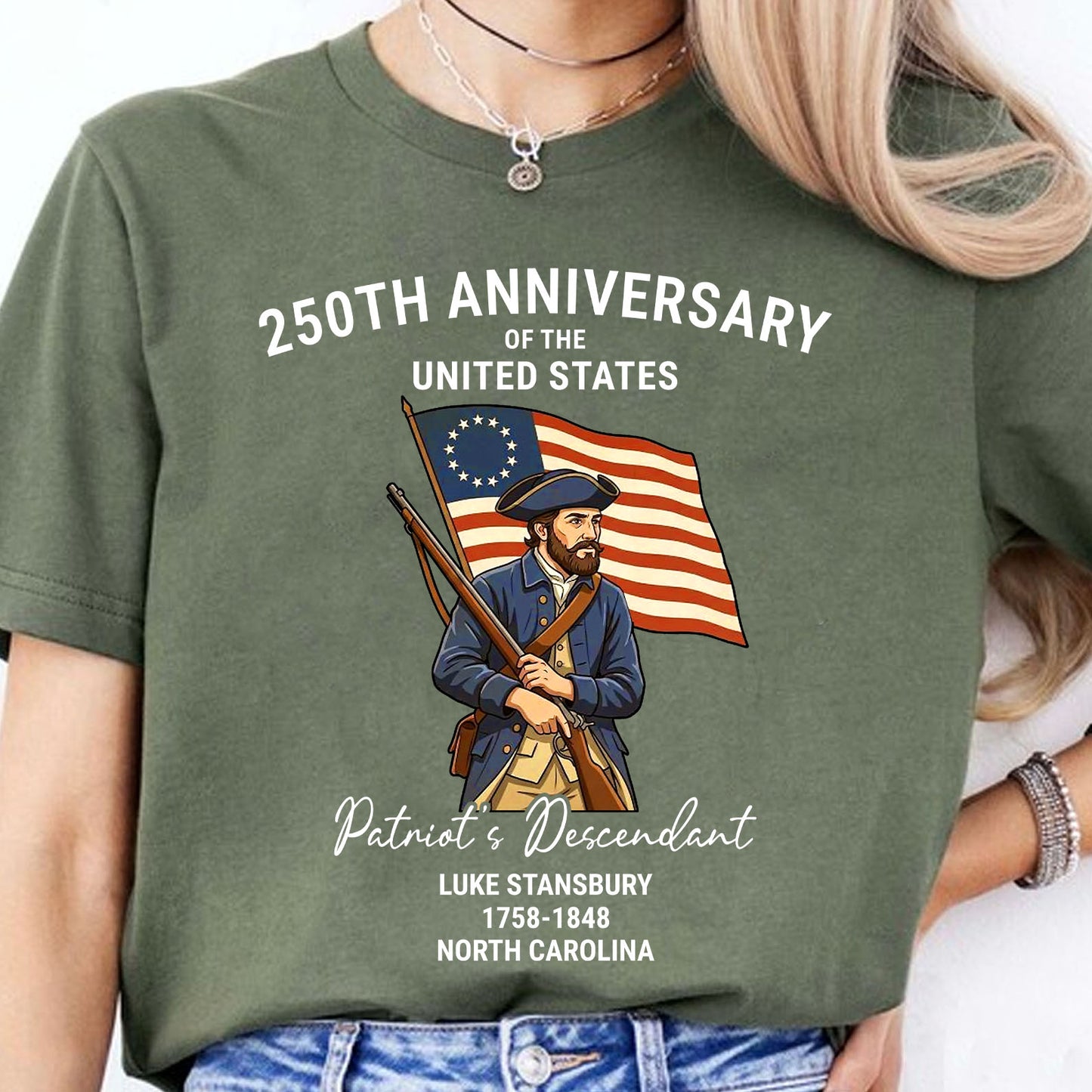 Personalized Patriot’s Descendant Shirt, Custom 250 Years USA Tee, 4th of July Independence Day Gift 684758