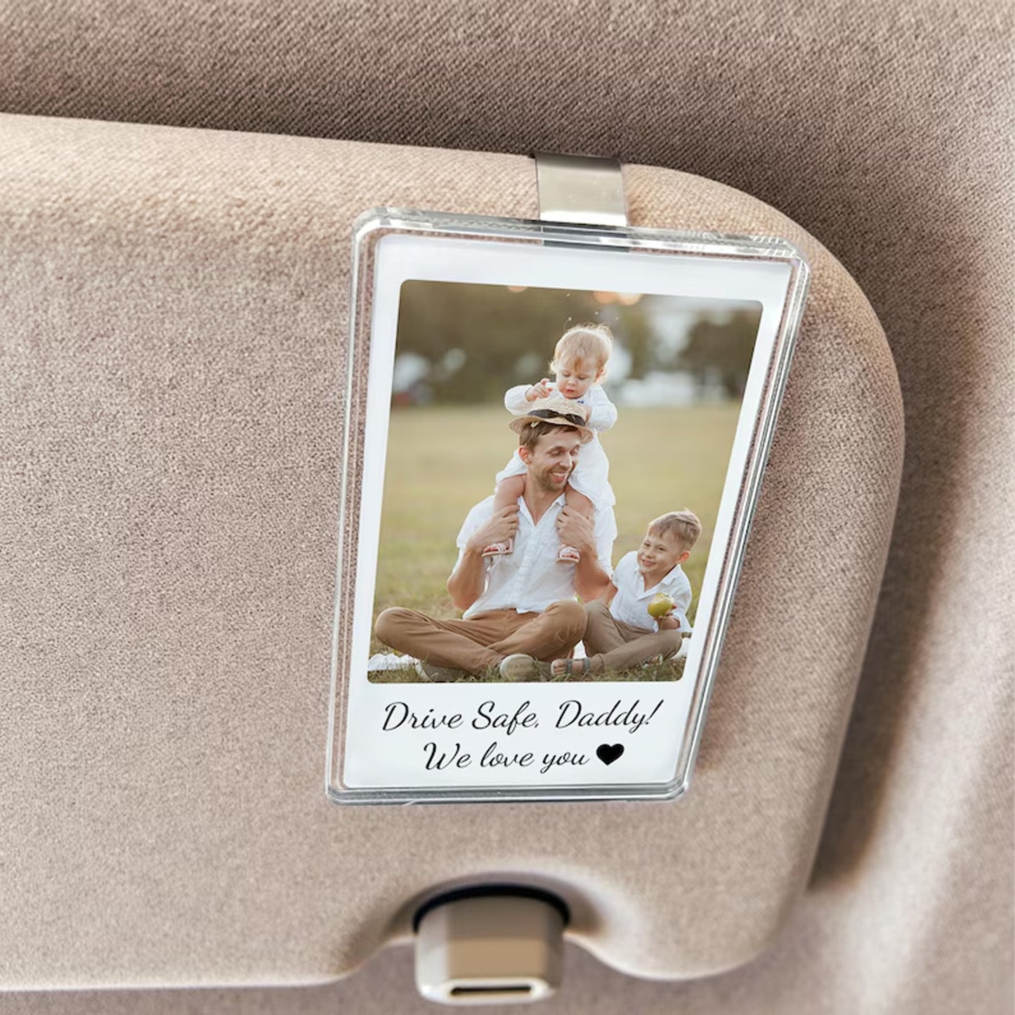 Personalized Drive Safe Daddy Car Visor Clip, Custom Photo Visor Clip Gift for Dad, Father’s Day Gift 684960