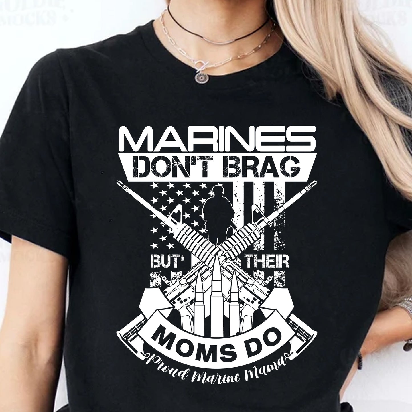 Proud Marine Mama Shirt | Marines Don’t Brag But Their Moms Do T-Shirt | Military Family US Marine Mom Tee 683343