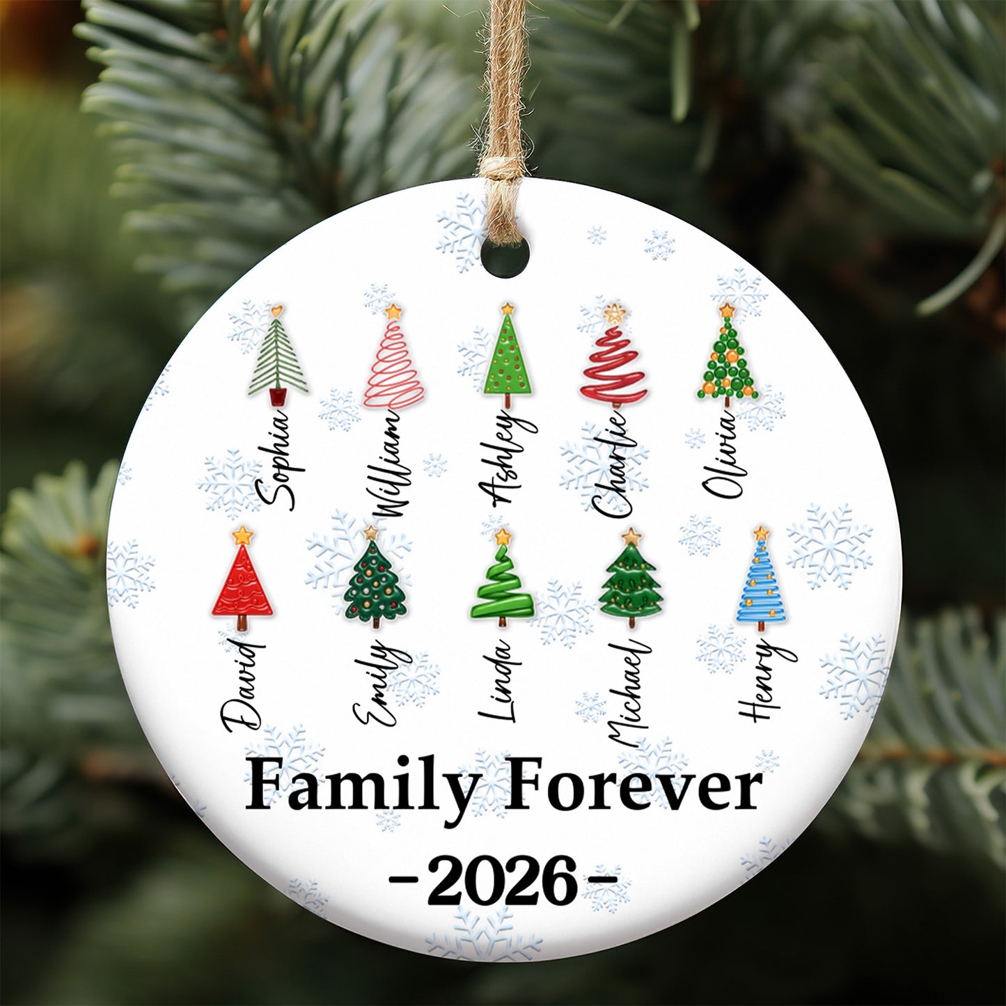 Personalized Family Christmas Ceramic Ornament, Custom Family Tree Names Ornament, Family Keepsake Gift 685928