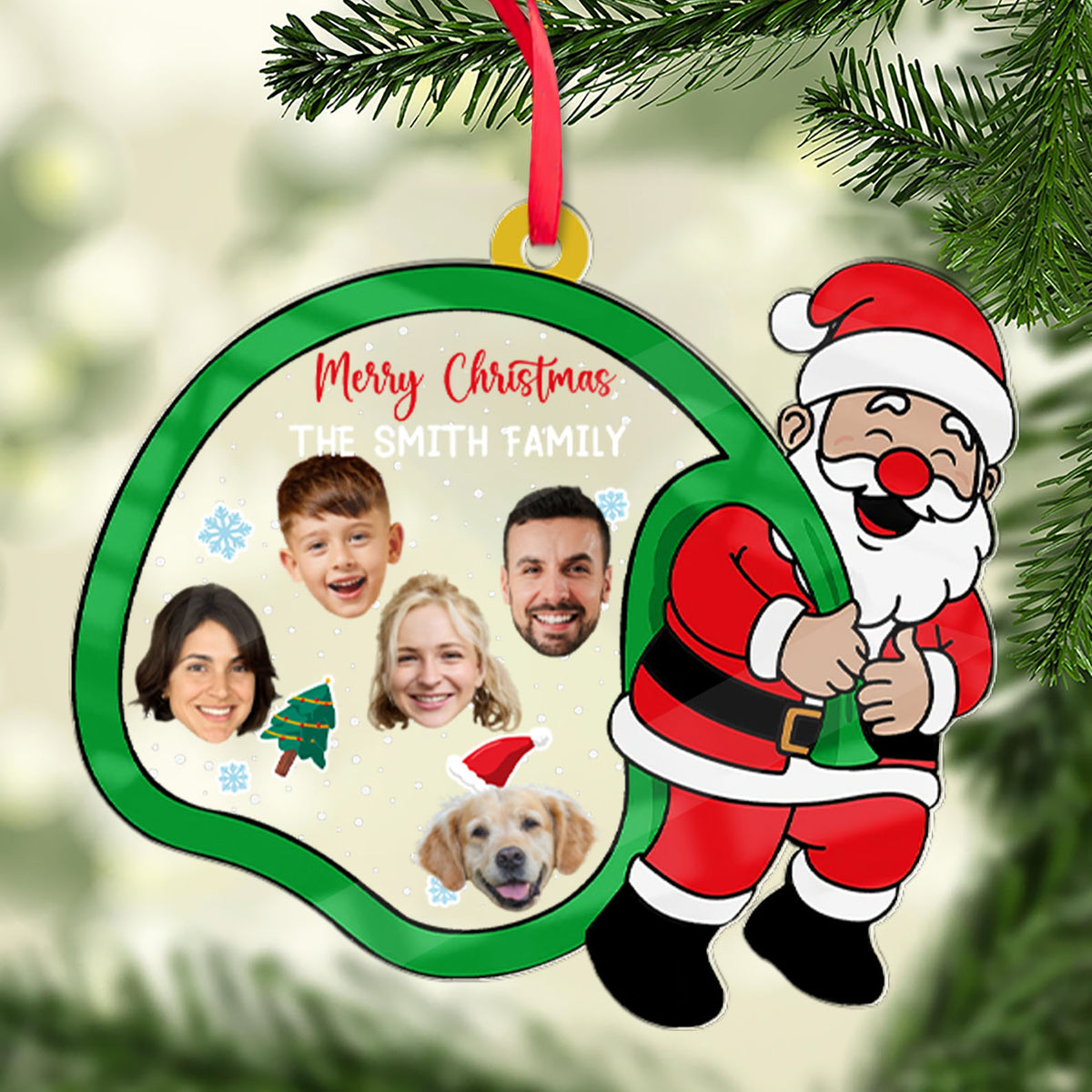 Christmas Family Acrylic Ornament | Personalized Custom Family Photo Upload Ornament 683534