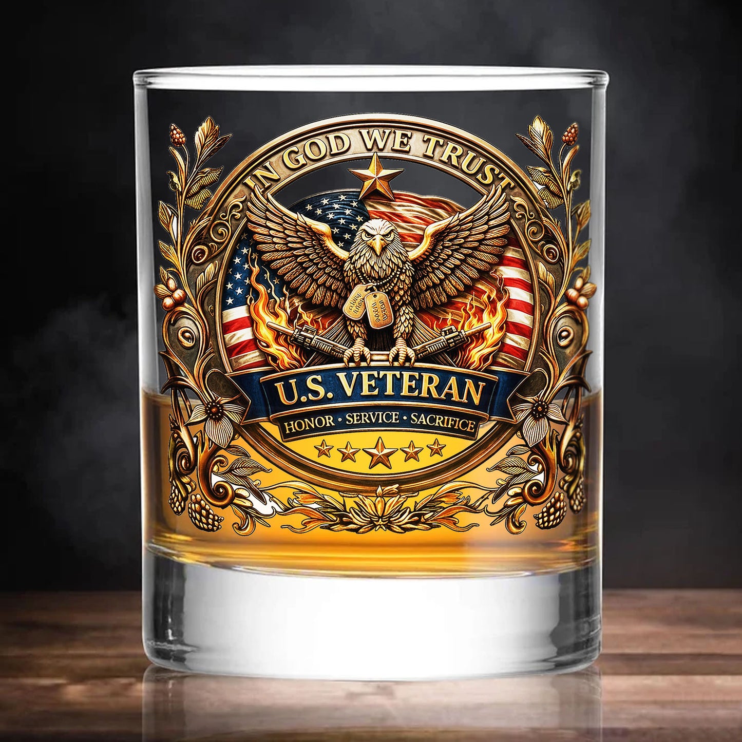 250 Years US Veteran Whiskey Glass | In God We Trust Patriotic Eagle Glass | 4th of July Gift 684633