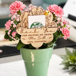 Personalized Thank You for Helping Me Grow Card Holder, Custom Name Teacher Gift Keepsake 684768