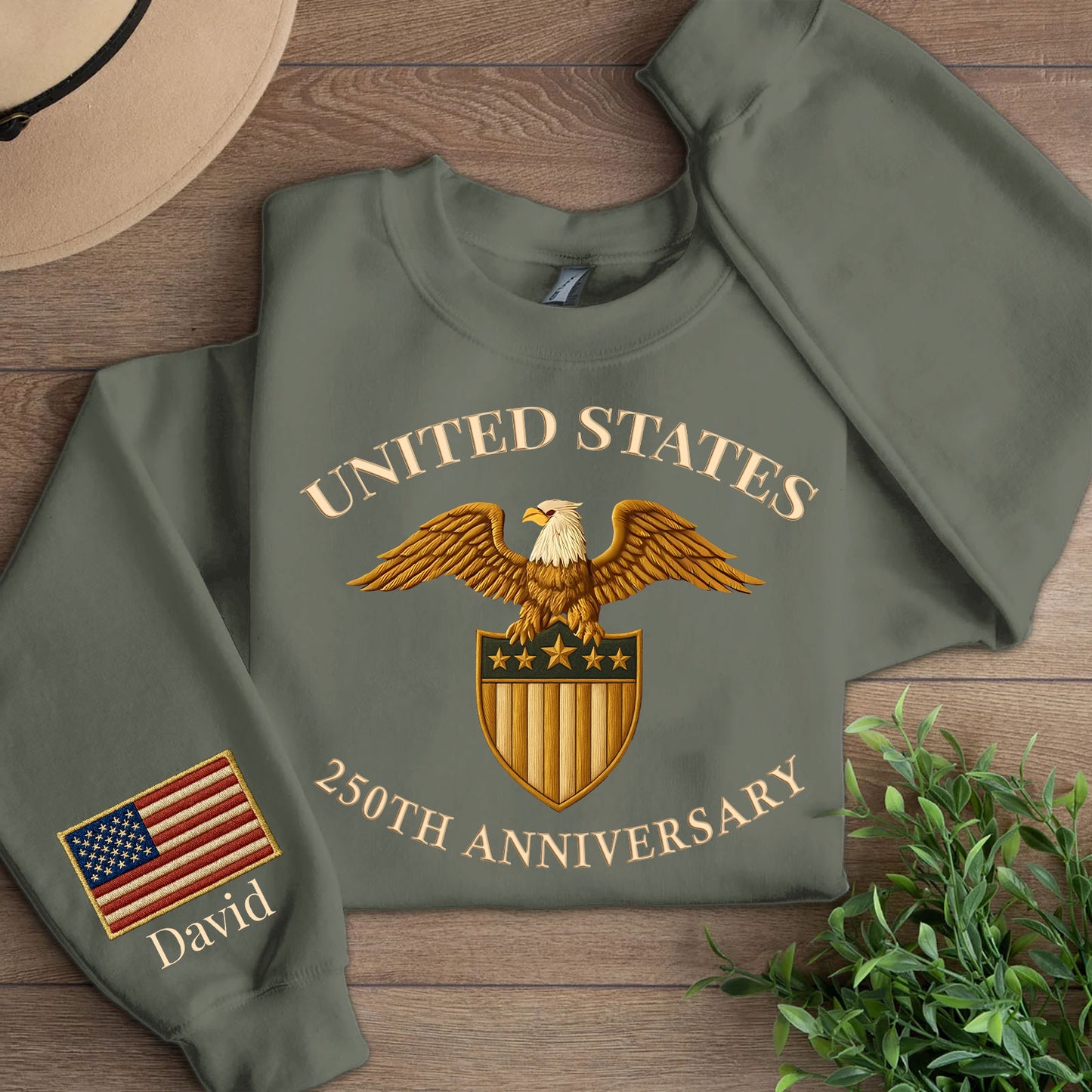 United States 250 Years Anniversary Sweatshirt | Patriotic 1776–2026 Right Sleeve Print Sweater 683326