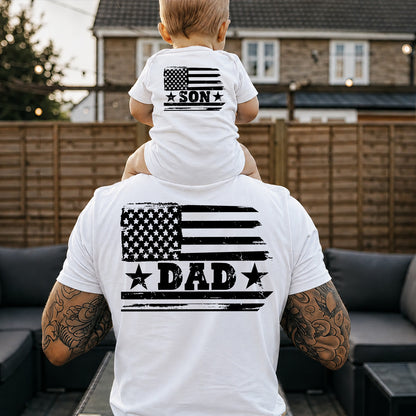 Custom USA 250 Years Backside Shirt, Personalized Name Patriotic Flag Bright Tee, 4th of July T-Shirt 684942