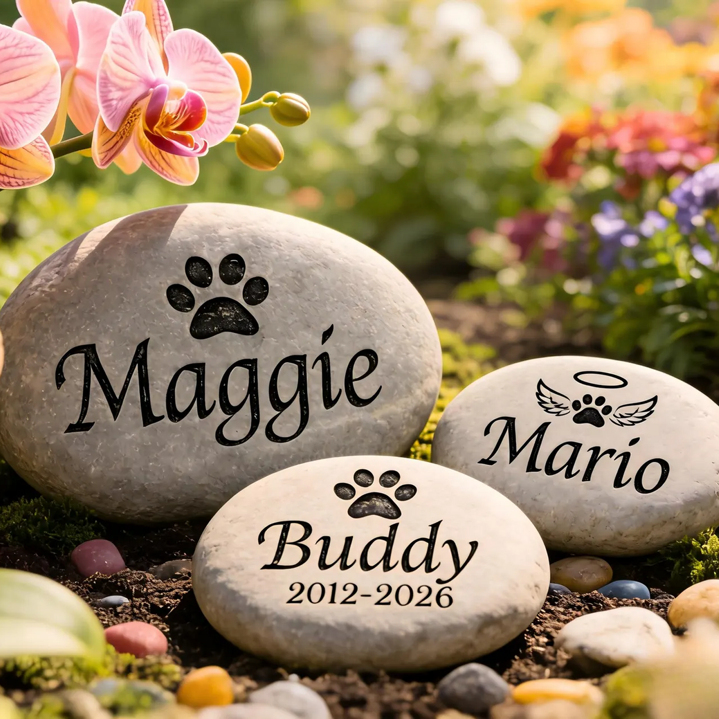 Personalized Pet Memorial Stone, Engraved Dog Grave Marker, Pet Remembrance Garden Stone 685455 WFD