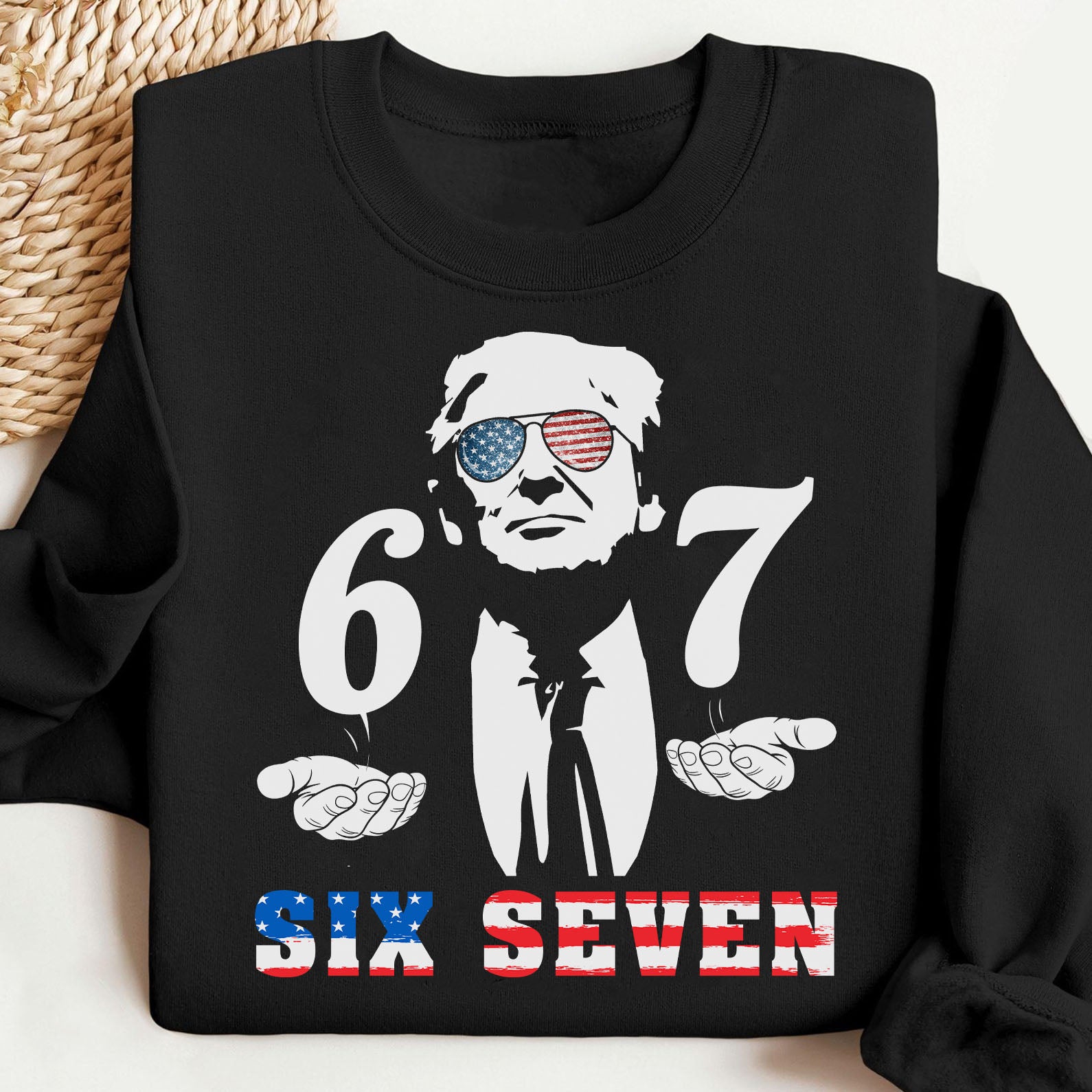 Six Seven Trump Meme Sweatshirt, Funny Political Trump 6 7 Shirt, Six Seven Viral Meme Tee 683599