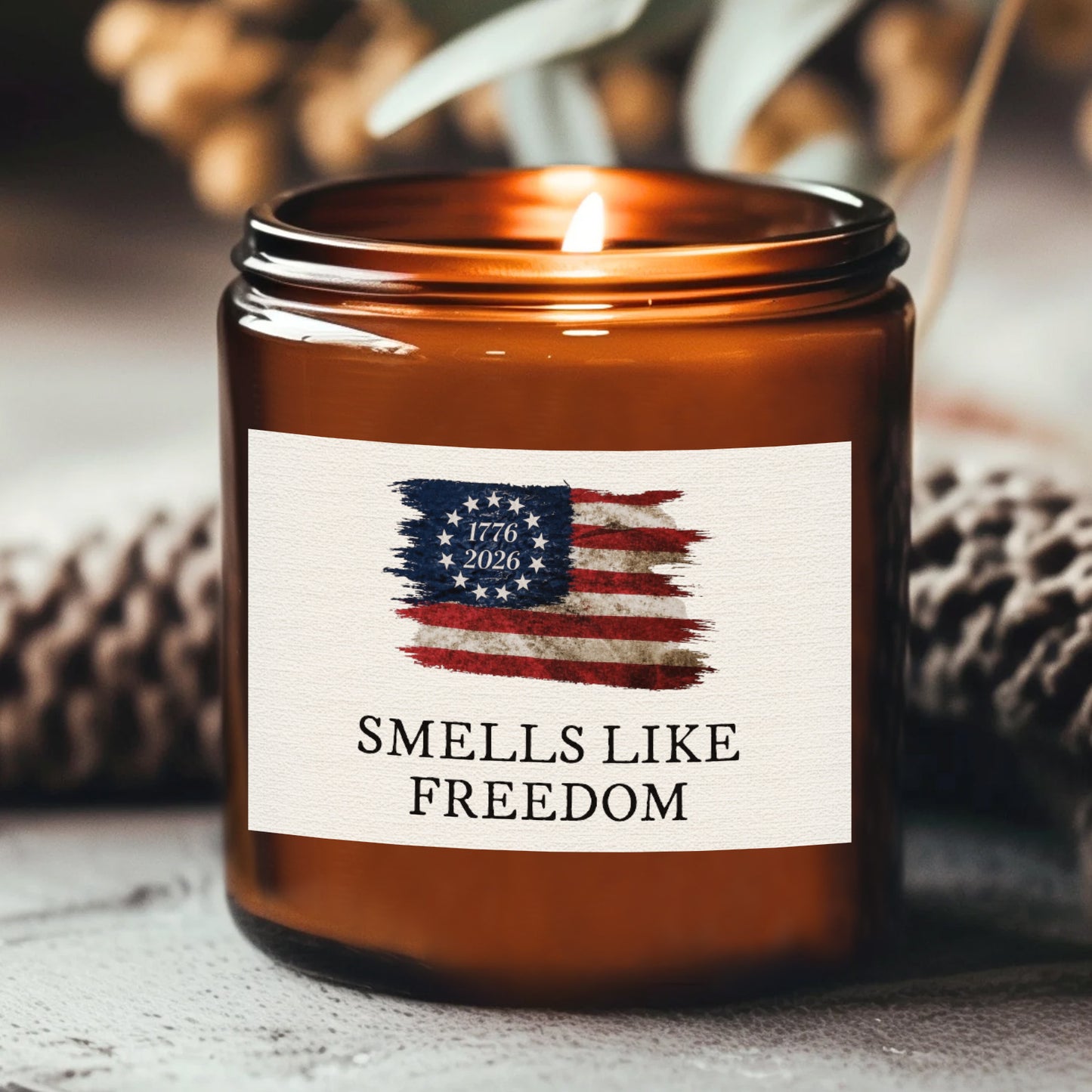 Smells Like Freedom Candle, 250 Years American Flag Patriotic Scented Candle, 4th of July Gift 685188