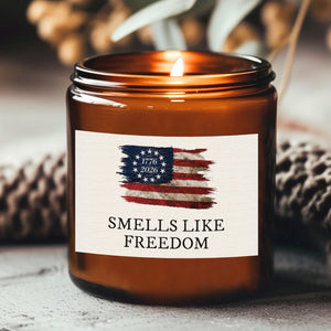 Smells Like Freedom Candle, 250 Years American Flag Patriotic Scented Candle, 4th of July Gift 685188