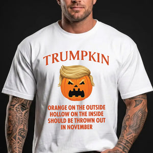 Trumpkin Halloween Shirt, Orange Outside Hollow Inside Anti Trump T-Shirt, Funny Political Tee 686002