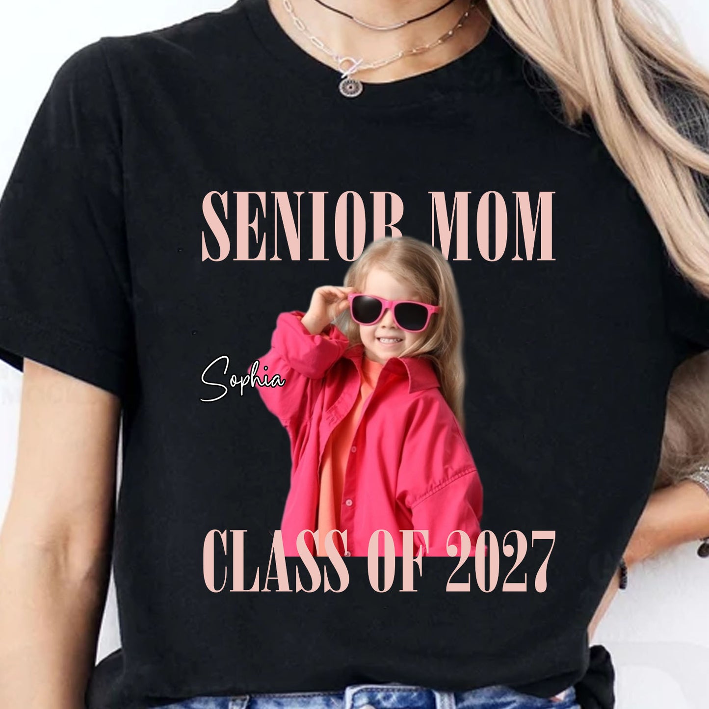 Custom Photo Senior Mom 2027 Shirt, Personalized Class of 2027 Tee, Retro Graduation Shirt 685721