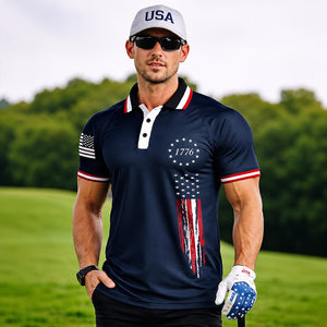 250 Years USA Anniversary Polo Shirt, Patriotic 1776 Betsy Ross Flag Golf Polo, 4th Of July AOP Polo Shirt 685331