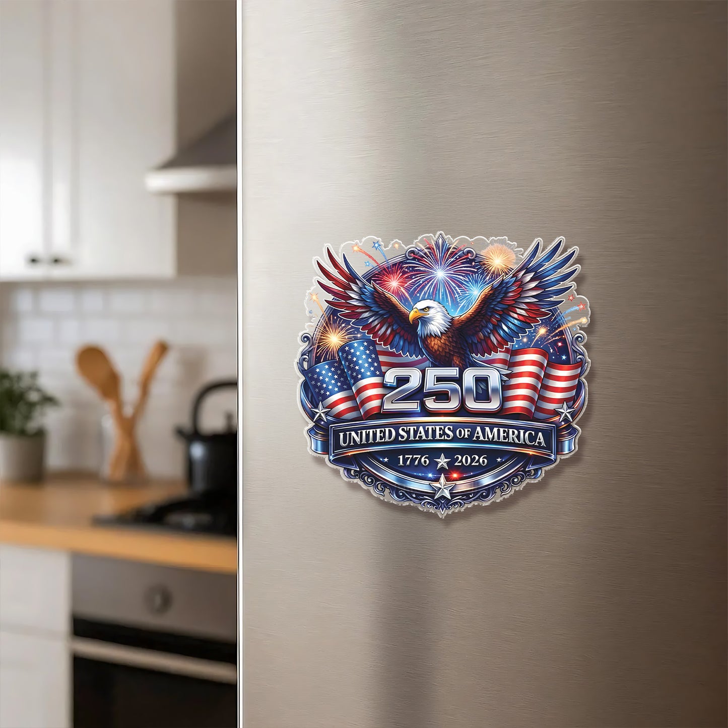 USA 250 Years Anniversary Fridge Magnet | Patriotic Eagle 1776–2026 Magnet | 4th of July Fridge Magnet 684222