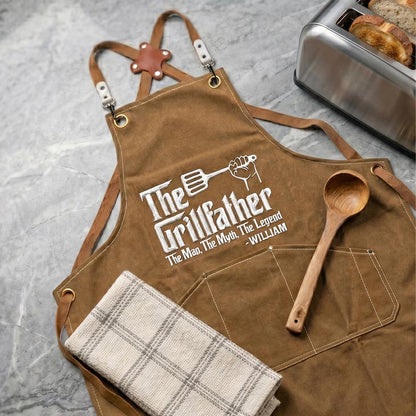 Custom Embroidered Apron for Dad Grandpa, Personalized Father’s Day Gift, BBQ Grilling Apron for Him 685135