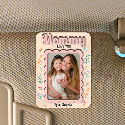 Custom Photo I Love You Wood Car Visor Clip, Personalized Gift for Mom Grandma, Mother's Day Gift 684720