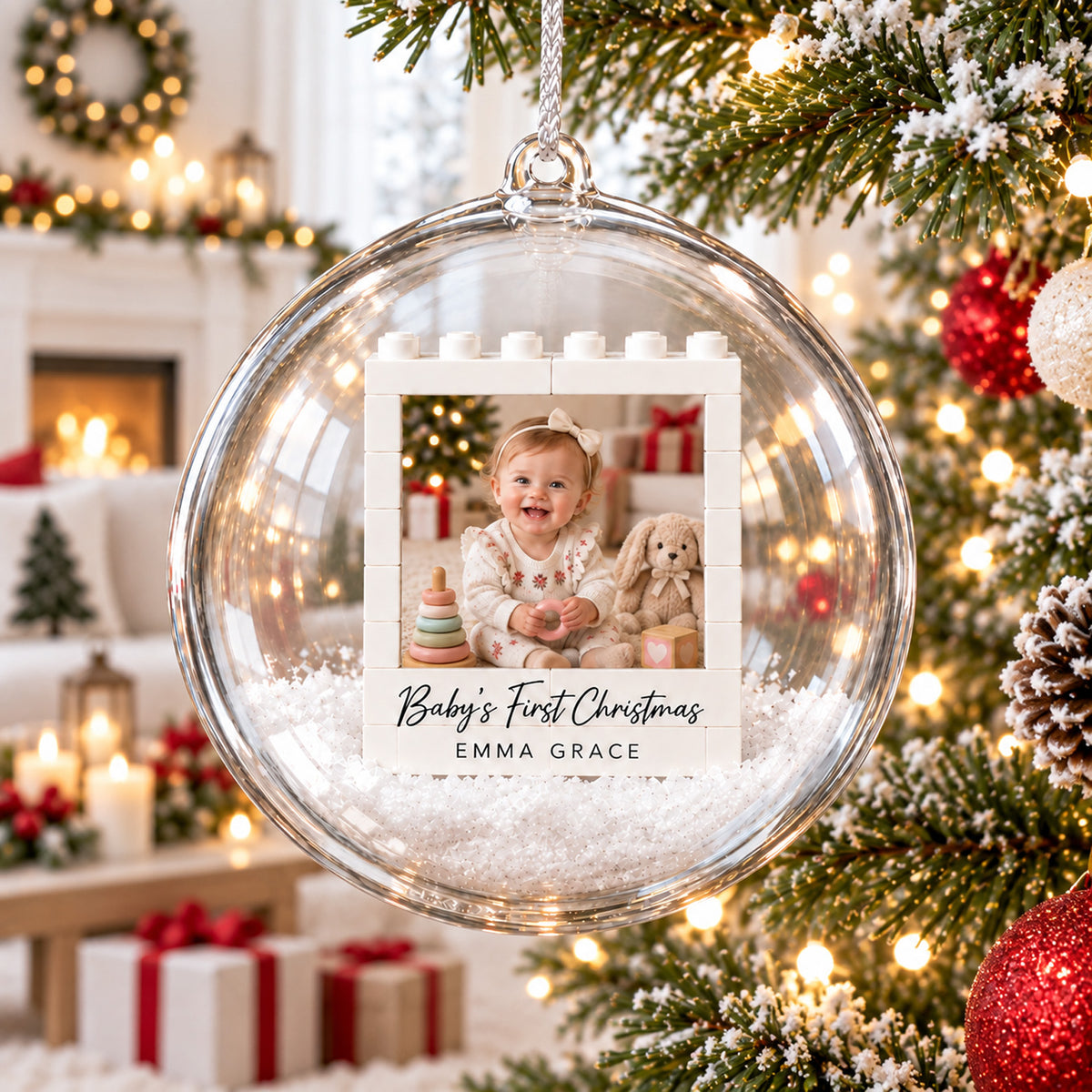 Personalized Baby First Christmas Lego Bauble Ornament, Custom Ultrasound Photo Christmas Gift 686283 WFD