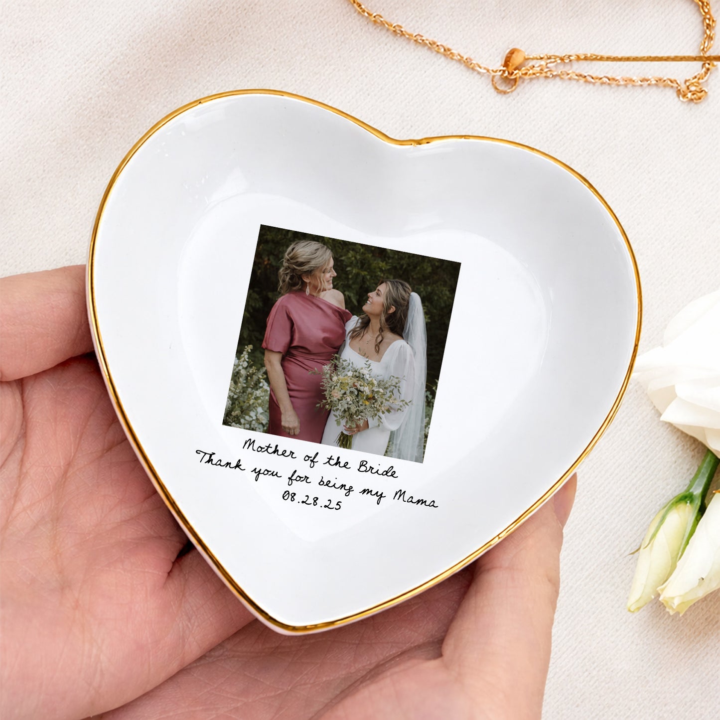 Custom Photo Jewelry Dish for Mum | Personalized Name Ceramic Trinket Tray | Mother's Day Gift 684309 WFD