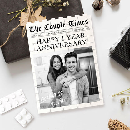 Custom Photo Couple Building Brick Blocks, Personalized Anniversary Keepsake, Gift for Couple 685968