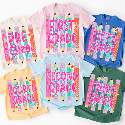 Personalized Grade Level Kids Shirt, Back to School Tee, First Second Third Fourth Fifth Grade Shirt, Preschool Student Tee 685491 WFD