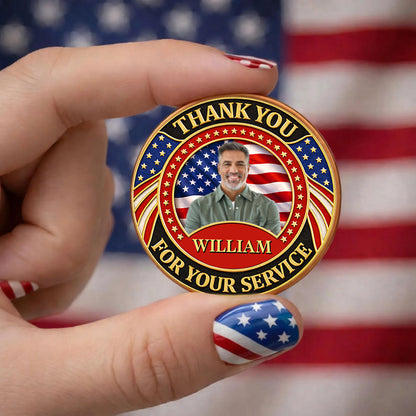 Custom Photo Thank You For Your Service Commemorative Coin, Personalized 250 Years Patriotic Military Gift 684804