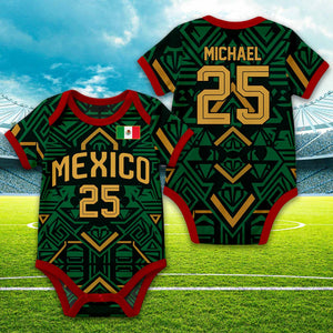 Custom Mexico 2026 Soccer Baby Bodysuit, Personalized Name Number Kids Jersey, Mexico Football Infant Shirt 685355
