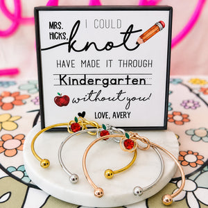 Custom Teacher Knot Bangle, Personalized Teacher Appreciation Gift, Bracelet with Gift Box & Card 685809 WFD
