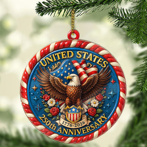 United States 250 Years Anniversary Acrylic Ornament | 1776–2026 Patriotic Christmas Ornament 683446