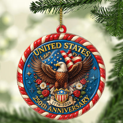 United States 250 Years Anniversary Acrylic Ornament | 1776–2026 Patriotic Christmas Ornament 683446