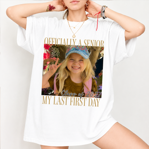 Custom Photo Senior 2027 Bright Shirt, Personalized Vintage Class of 2027 Tee, Last First Day Graduation Gift 685728