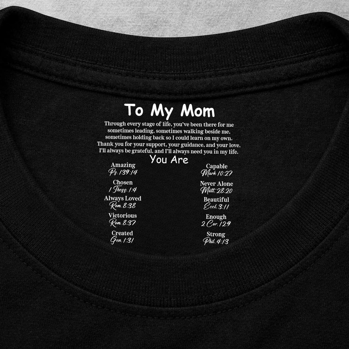 Custom Inside Neck Print Christian Shirt, Personalized Faith Gift for Mom, Hidden Message Cross Shirt 684668