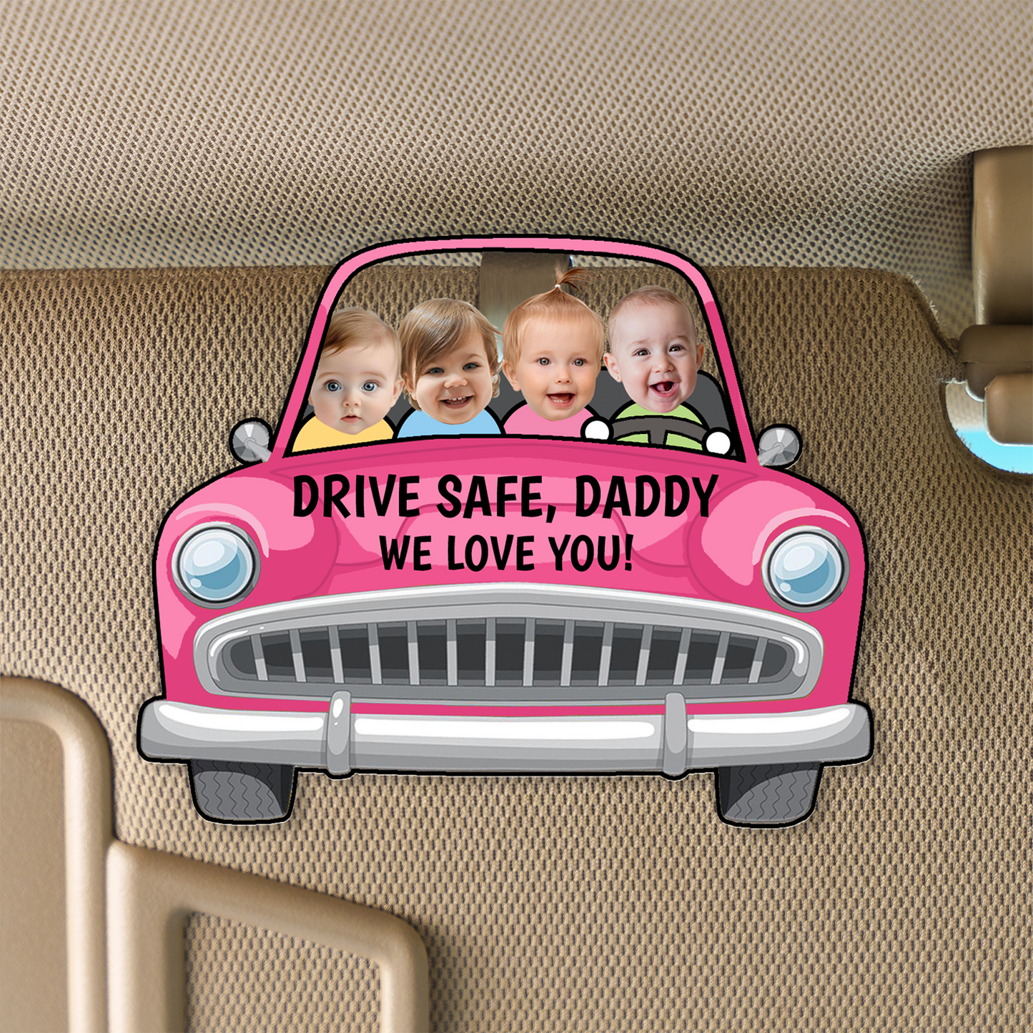 Personalized Baby Face Car Visor Clip, Custom Kid Photo Drive Safe Daddy Visor Clip, Father's Day Gift 685047