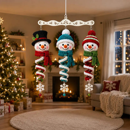 DIY Christmas Snowman Crochet Ornaments Kit, Wind Spinner Spiral Hanging Decor, Amigurumi Christmas Gift 686888 WFD