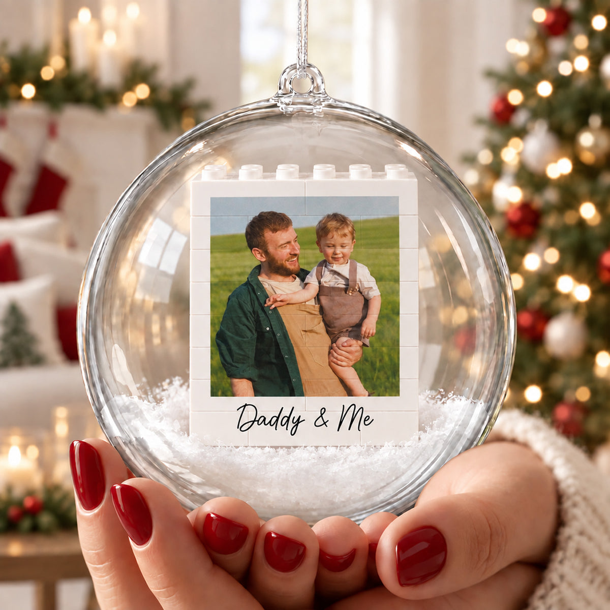 Custom Photo Family Lego Bauble Ornament, Personalized Family Picture Christmas Ornament Gift 686281 WFD