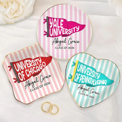 Custom School Pennant Jewelry Dish Class of 2026, Personalized Graduation Ring Dish, Senior Gift for Her 684905