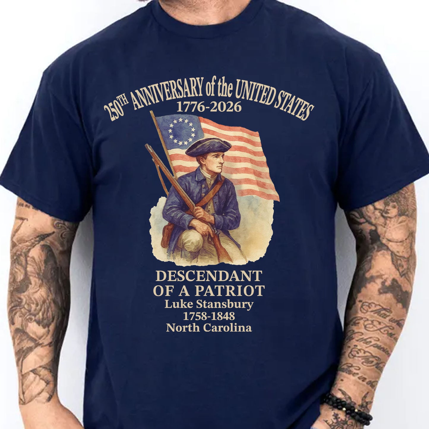 Custom Name 250 Years of America Shirt | Personalized Descendant of a Patriot | Patriotic 1776–2026 Tee 684228