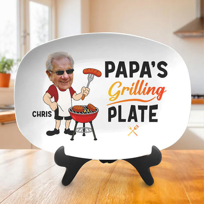 Custom Photo Papa’s Grilling Plate, Personalized Grandpa Serving Tray, Father’s Day Gift For Dad 685117