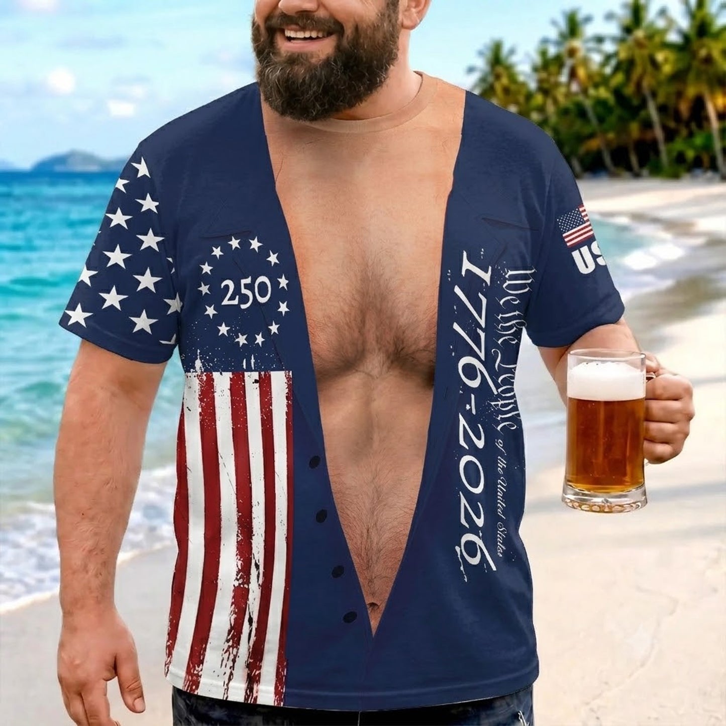 250 Years of America AOP Shirt, Funny Patriotic Tee, Vintage USA 1776–2026 All Over Print Shirt 685592